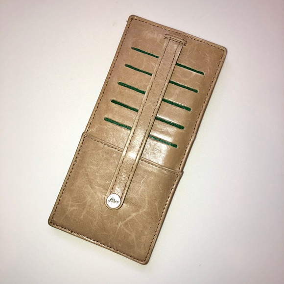 ABAS Italian Calf Skin Slim Leather Long Currency + Card Wallet in Beige + Green - Picture 6 of 15